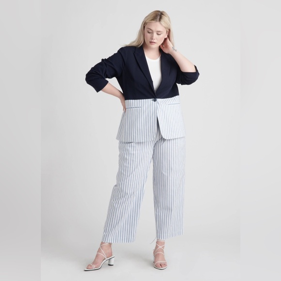 Tanya Taylor Darwin Striped & Navy Blazer Women's 2 - Picture 2 of 9